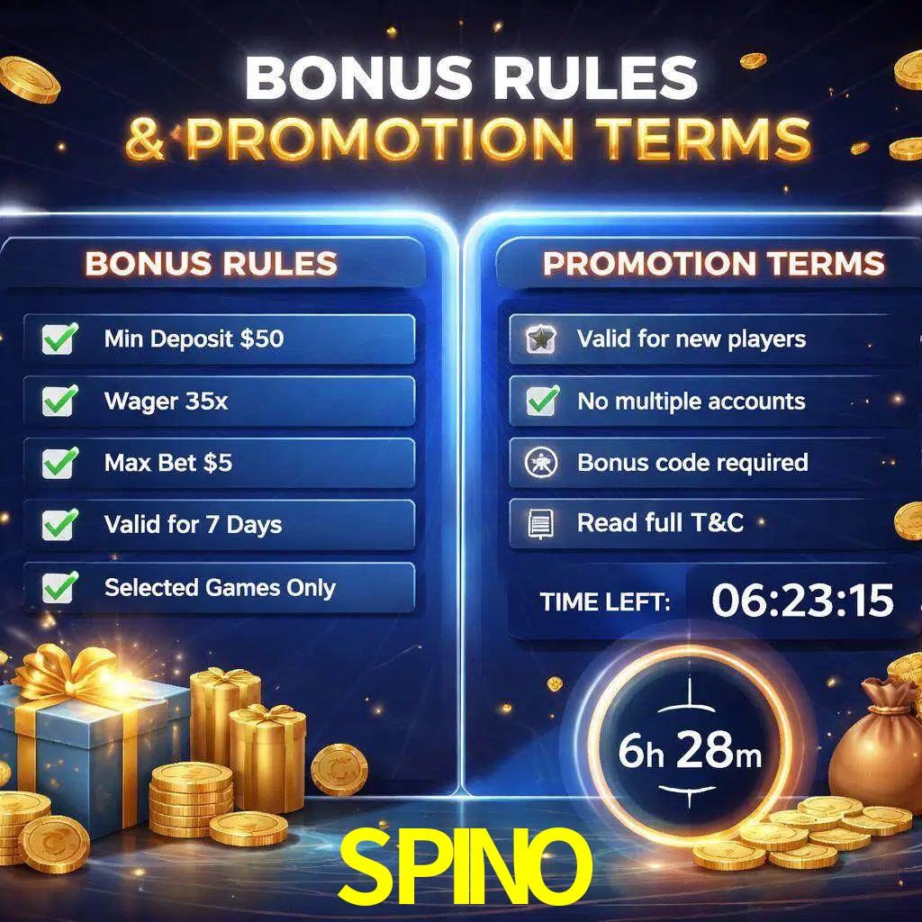 Reglas de promoción SPINO y condiciones de bonos explicadas visualmente